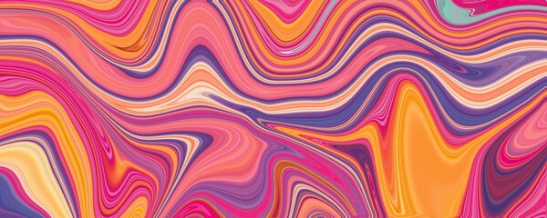 Abstract colorful liquid marble groovy flow psychedelic background banner