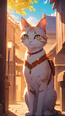cat on the roof of the house