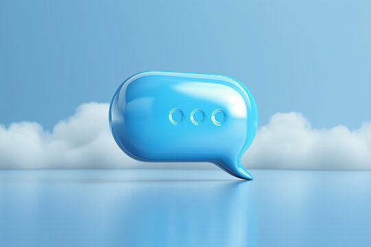 A whimsical scene unfolds as a blue speech bubble hovers gracefully in the air, emitting a hint of magic and mystery