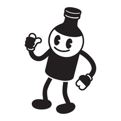 Bottle Beer Glass Mascot Cartoon 