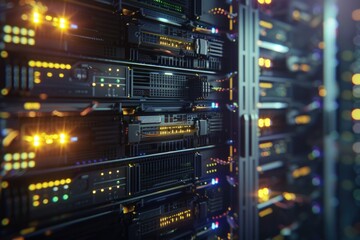 Fototapeta premium A group of servers in a modern data center