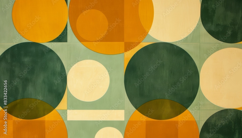 Aufkleber abstract geometric art with large circles and bold color blocks. modern geometry design