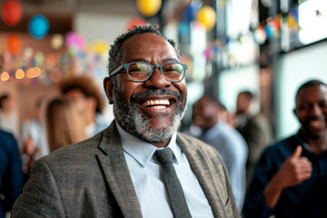 Fototapeta premium African american businessman celebrating with colleagues