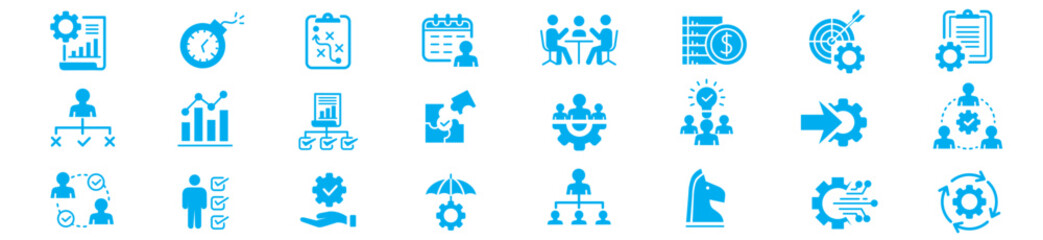 Project management icon collection. Editable stroke icons collection. Vector illustration