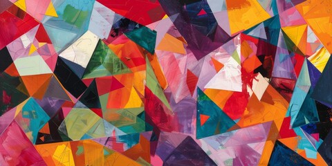 Abstract Collage Background With Vivid Colors and Dynamic Geometric Shapes. Colorful Abstract Geometric Artwork