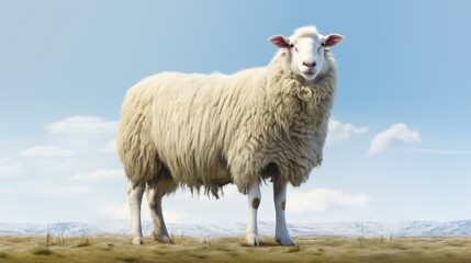 Fototapeta premium Adorable, highresolution illustration of contented sheep in a grazing pasture with fluffy wool perfect for countryside charm.