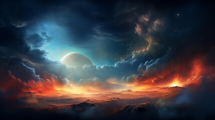 Obraz premium Transform your projects with a cosmic space background full of twinkling stars, colorful nebulae, and a surreal galactic wonder.