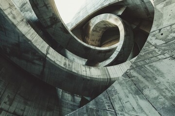 Spiral staircase inside a modern concrete building