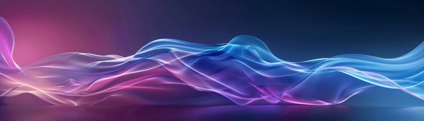 Fototapeta premium Abstract digital art with vibrant gradient waves in blue, pink, and purple hues on a dark background. Perfect for tech or creative projects.