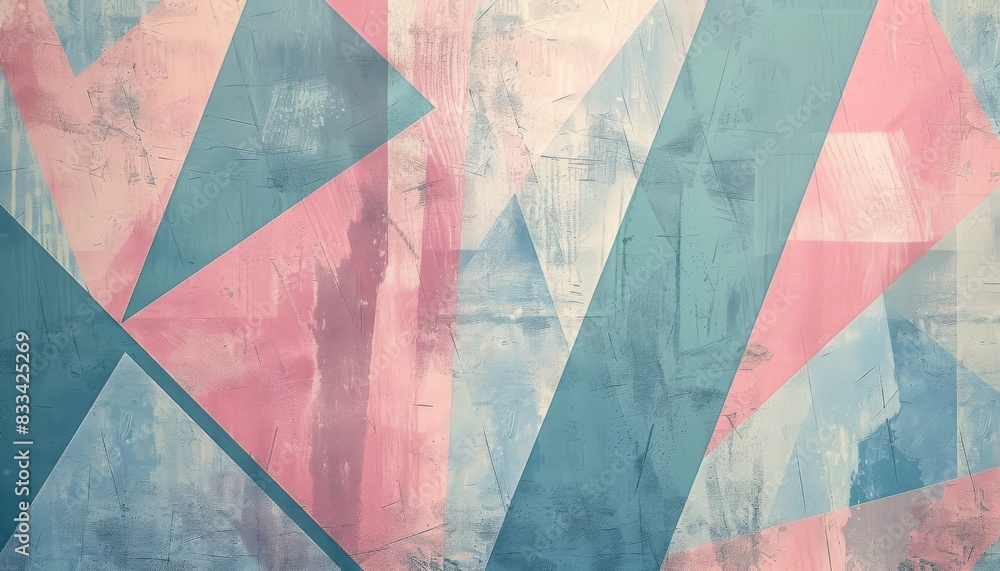 Poster abstract art with overlapping geometric shapes on textured background. modern artwork