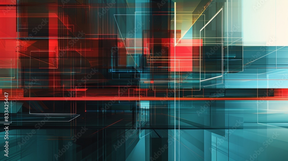 Poster abstract technology background with geometric shapes and vibrant colors. futuristic digital backdrop