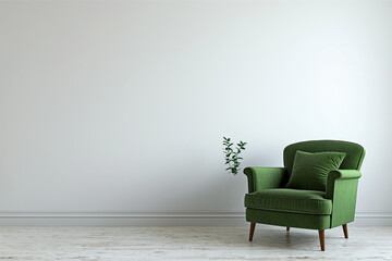 Armchair Interior Design against White Wall