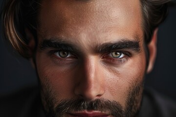 Obraz premium A close-up portrait of a man with a long beard, ideal for use in editorial or creative contexts