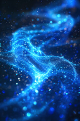 Sparkling blue nebula with glowing particles, Generative AI