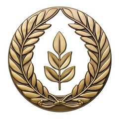 Create a minimalist illustration of a bronze medal adorned with a laurel wreath  simple, cute, and perfect for line art or coloring.