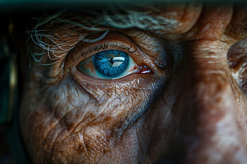 closeup of a veteran's tearful face during a Memorial Day service using Macro Photography and RealTime Eye AF to highlight the textures and emotional impact