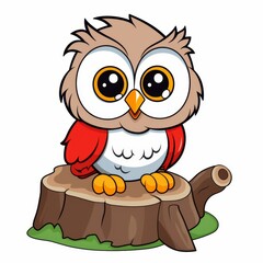 Naklejka premium Simple and cute illustration of a wise owl on a tree branch.