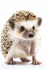 Obraz premium A small hedge sitting on a white surface, perfect for decoration or design purposes