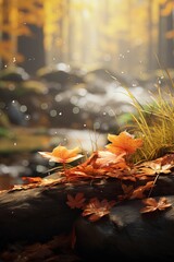 autumn leaves on the ground, generative ai