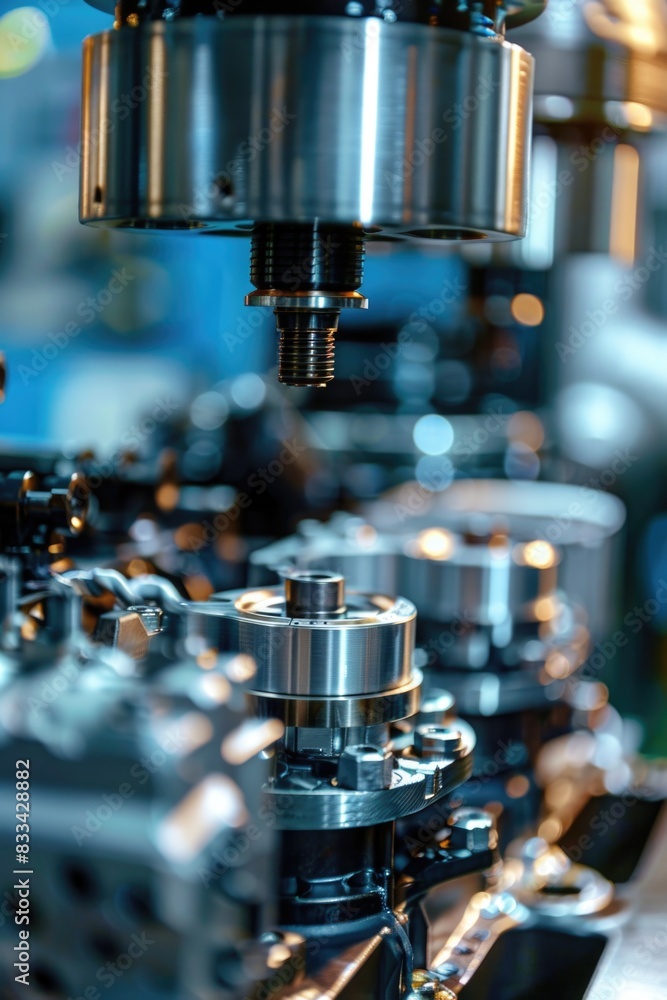 Poster a close-up shot of a machine in a factory setting