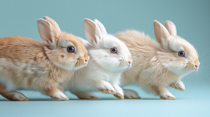 Obraz premium white rabbits running