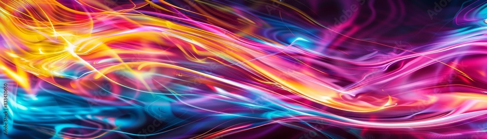 Poster vibrant abstract background with colorful swirling lights, creating an energetic and dynamic effect,
