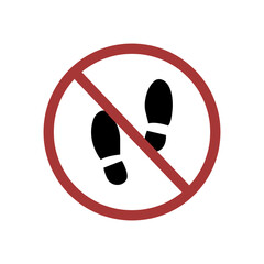 Do not step sign. Round danger symbol with footprint. Don't step on the grass icon.
