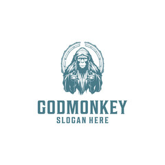 Monkey god logo vector illustration