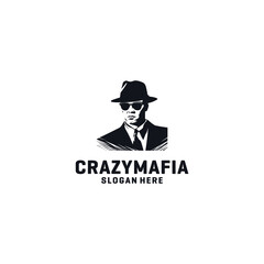 Crazy mafia logo vector illustration