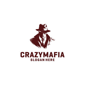 Crazy mafia logo vector illustration
