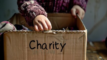 Bright Future: Child Holding Cardboard Charity Box