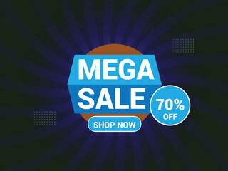 Mega Sale Banner Template, Special Offer Banner Design, Editable Text And Vector Illustration.