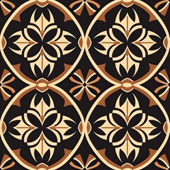 Fototapeta premium a image of a black and brown tile with a flower design