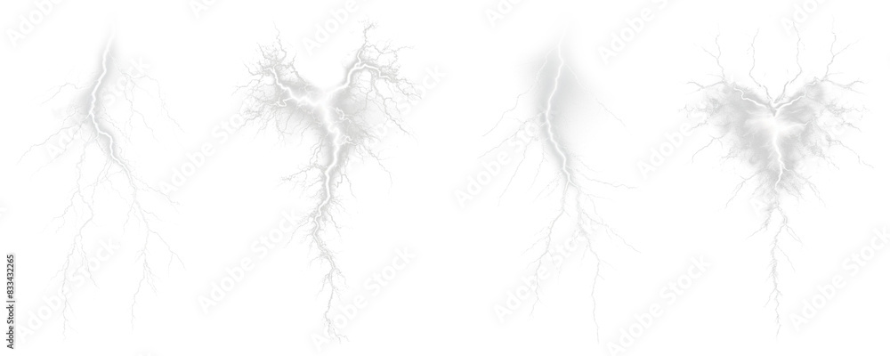Poster thunder png element set on transparent background