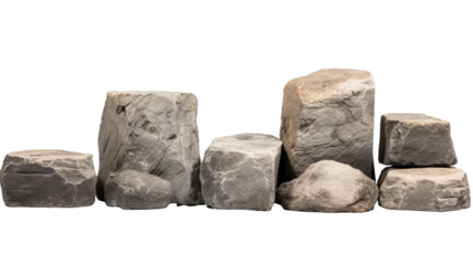 Cutout nature rocks collections on transparent png background.