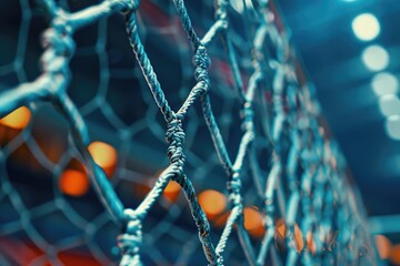 A close-up view of a chain link fence with sharp metal links and rusted edges