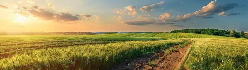 Fototapeta premium A green landscape turning brown due to extreme drought caused by global warming