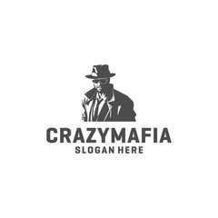 Crazy mafia logo vector illustration