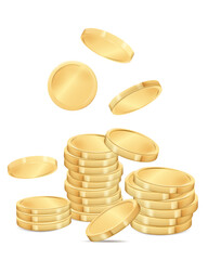 stack of gold coins. falling 3d coins. bussines and finance conept