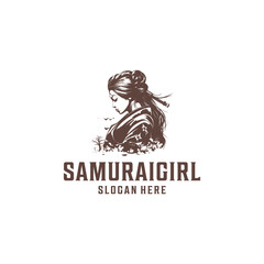 Samurai girl logo vector illustration