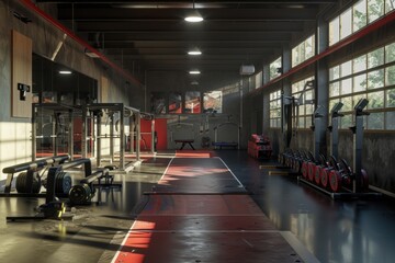 A modern gym interior featuring various exercise machines and equipment, ideal for use in fitness-related contexts such as gyms, workout videos, or health articles