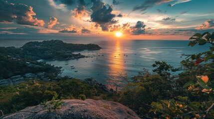 Sunset viewpoint on Koh Tao island in Thailand