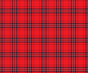 Plaid fabric pattern, red, navy, white, seamless for textiles and design of clothing, skirts, pants or decorative fabric. Vector illustration.