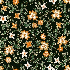 a image of a floral pattern with orange and white flowers
