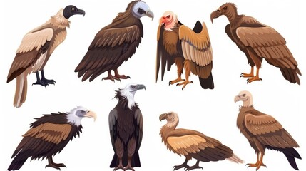 Fototapeta premium A group of vultures perched next to each other, ready to take flight
