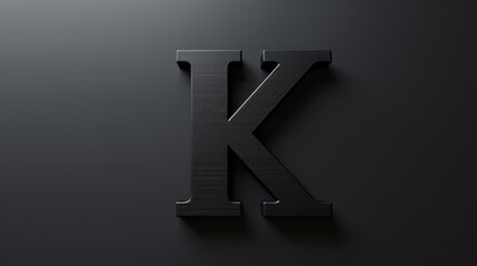 A close-up of a black letter K symbol on a black background