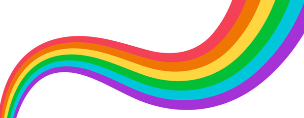 LGBT Pride Flag banner. Wavy rainbow ribbon in Pride parade Colors isolated on transparent background. Vector Illustration for social media Pride month designs.