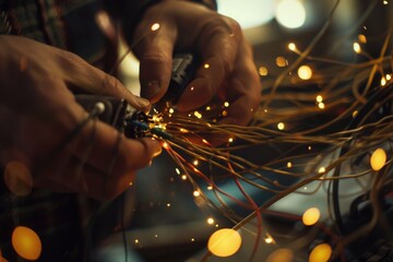 A person holding a string of fairy lights - Powered by Adobe