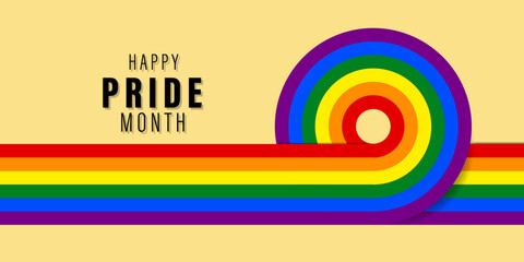 Happy pride month.Celebrate lgbt pride month with colorful rainbow pride background for banner, greeting card, poster, web banner, social media	