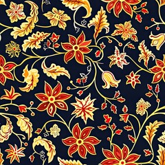 a image of a floral pattern with red and yellow flowers